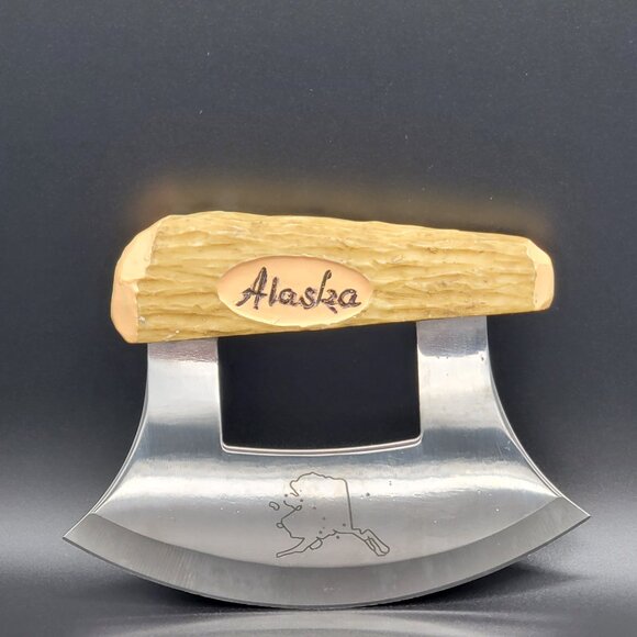 Alaska Carved Antler Stainless Veggie Rocker Chopper Blade - Picture 4 of 4